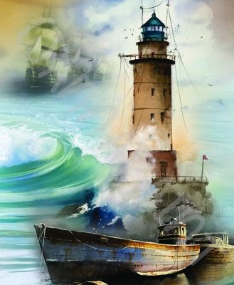 BOAT AND LIGHTHOUSE